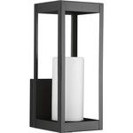 Progress Lighting - Patewood Collection 1-Light Medium Wall Lantern, Black - Patewood lanterns have a modern shadowbox housing in a sleek Black finish constructed from durable stainless steel for years of reliability. The pillar candle style diffusers provide a crisp illumination for a pleasing complement to your homes exterior. Uses One 100 W Medium Base bulb (not included).