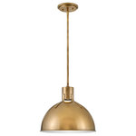 HInkley - Hinkley Argo 14" Small LED Pendant Light, Heritage Brass - Argo is brilliantly basic in design but has all the right details to make it shine. The smooth lines of its dome have a vintage, industrial feel, but modern updates make Argo contemporary. Heavy straps and decorative screws secure the dome to the cap in this clean and stylish profile.