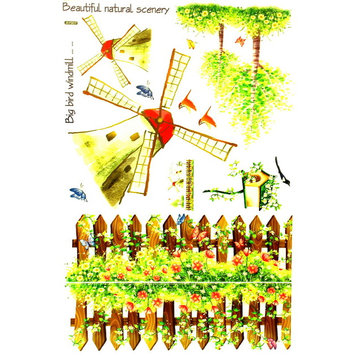 Windmill And Garden - Wall Decals Stickers Appliques Home Dcor