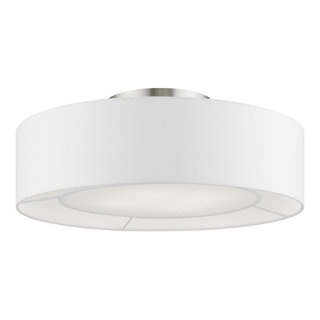 Gilmore 4 Light Brushed Nickel With Shiny White Accents Semi-Flush ...