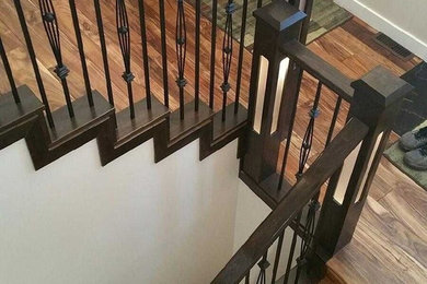 Inspiration for a transitional staircase remodel in Calgary
