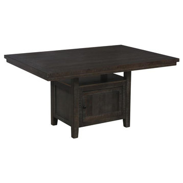 Rustic Dark Oak Wood Dining Table with Underneath Storage Space