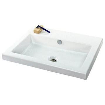 Rectangular Wall Mounted, or Built-In Ceramic Sink, No Hole