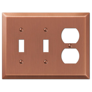 Century Steel 2-Toggle, 1-Duplex Wall Plate, Antique Copper