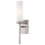 Minka Lavery - 1-Light Wall Sconce, Brushed Nickel With Etched Opal Glass - Number of Bulbs: 1