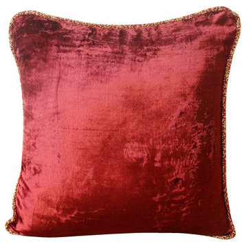 Solid Color Maroon Pillows Cover, Velvet 12"x12" Pillow Cover, Maroon Shimmer