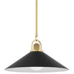 Hudson Valley Lighting - Syosset 1-Light Large Pendant, Aged Brass, Black Shade - Features: