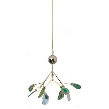 MIRODEMI® Flims | Colourful Agate Art Multicoloured Chandelier, Green, 4 Lights, Warm Light