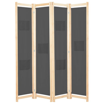 vidaXL Room Divider 4 Panel Folding Privacy Screen for Home Office Gray Fabric