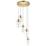 Elegant Lighting - Elegant Lighting Hana 5-Lights Aluminum Glass & Metal Pendant in Gold - The Hana collection sparkles with an extraordinary display of faceted crystal pendalogues, creating the illusion of a shimmering cascade of ornamentation pouring from a sleek metal canopy. These fixtures would be a commanding visual presence in any room, and will fit comfortably in smaller spaces. Lighting illuminated with led diodes emitting 3000K soft white.