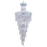 Elegant Lighting - Royal Cut Clear Crystal Spiral 28-Light - 1800 Spiral Collection Large Hanging Fixture D30in H72in Lt:28 Chrome Finish (Royal Cut Crystals). Like a deluxe piece of jewelry the Spiral Collection is dripping with highly faceted crystal strands. The crystals strands are draped around the body in an