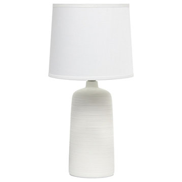 Simple Designs Textured Linear Ceramic Table Lamp Off White