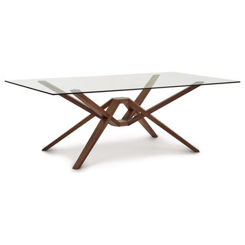 Exeter Solid Walnut Table With Glass Top, 84"l X 48"w X 30"h