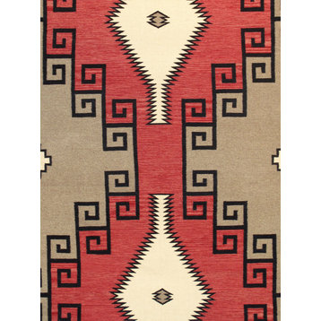 Pasargad Home Navajo Style Hand-Woven Wool Mocha Area Rug, 10'x14'