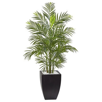 4.5' Areca Palm Tree With Black Wash Planter UV Resistant, Indoor/Outdoor