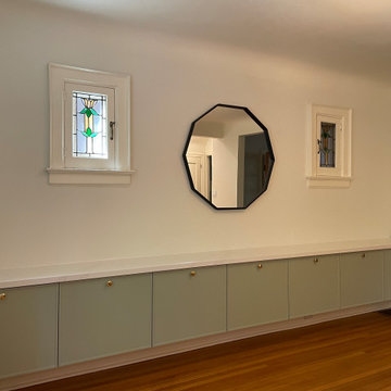 IKEA Kitchen with Custom White Oak and Sage Green Doors by Allstyle