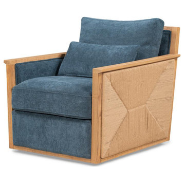 Norman Swivel Accent Chair in Blue