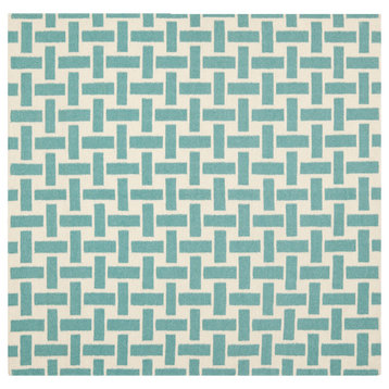 Safavieh Dhurries Collection DHU201 Rug, Turquoise/Ivory, 6' Square