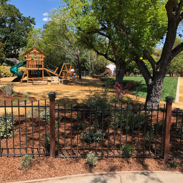 Walnut Creek Bocce Ball and play structure for a child friendly front yard