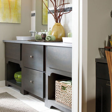 Dark Gray Cabinets in a Casual Bathroom