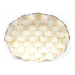 Parchment Check Large Serving Platter | MacKenzie-Childs - Serving Dishes And Platters