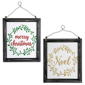 DII Noel/Merry Christmas Hanging Signs, Set of 2