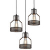 Industrial Kitchen Wire Cage Pendant Lighting 3-Light, Oil-rubbed Bronze