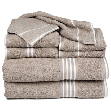 Lavish Home Rio 8-Piece Cotton Towel Set, Taupe