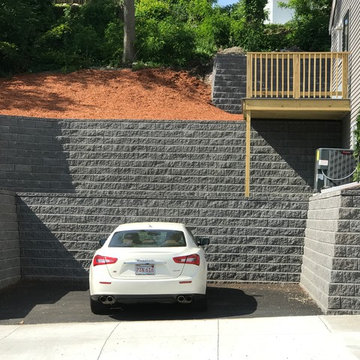 ALLAN BLOCK CLASSIC GRANITE GREY RETAINING WALL & MONOLITHIC GRANITE STEPS