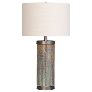 James 28" Table Lamp With Drum Shade, Gray