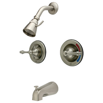 Kingston Pressure Balanced Two-Handle Tub and Shower Faucet, Brushed Nickel
