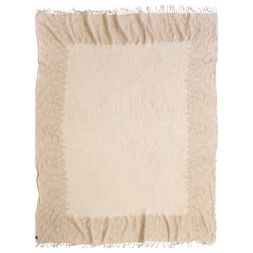 Faded Paisley Boiled Wool Throw, Ivory, Taupe
