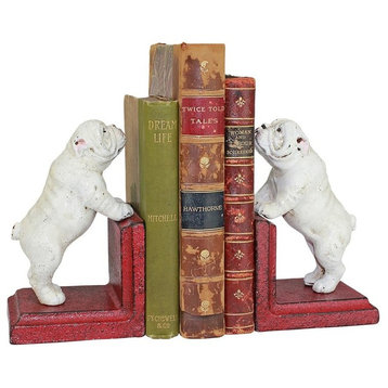Over The Fence Bulldog Bookend Set