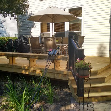 Wood Deck with Belgard Patio and Fire Pit -Gurnee, ILt