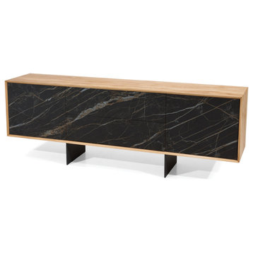 IDA Solid Wood Sideboard, Black Marble