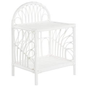 Rattan Loop Nightstand, White