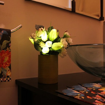 Spring Tulips - Green in Green Bamboo Vase