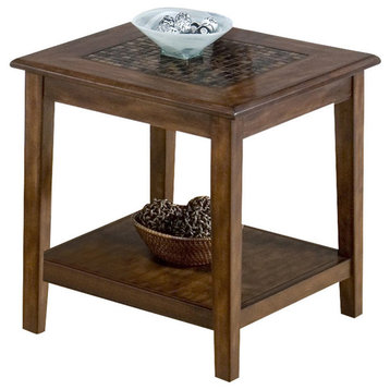 Baroque Brown End Table With Mosaic Tile Inlay
