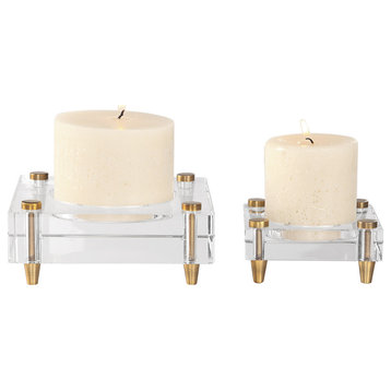 Uttermost Claire Crystal Block Candleholders 2-Piece Set 18643