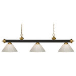 Z-Lite - Island/Billiard - Finished In Bronze and Satin Gold This Three Light Bar Fixture Uses Plastic White Shades To Create A Contemporary Look With A Timeless Quality To It. This Fixture Would Be Perfect For The Game Room Or Any Other Room Of The House Where A Touch Of Under Stated Sophistication Is Needed.