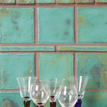 Variegated Teal Green Backsplash