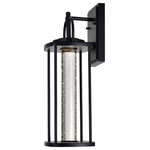 CWI Lighting - Greenwood LED Outdoor Black Wall Lantern - The Greenwood 18 inch Black LED Outdoor Wall Lantern is ready to bright light and life to your outdoor entertainment space. This is a weather-resistant garden lighting made from metal and integrated with LED light. A tubular glass shade with bubble formation sits at the center and displays a whimsical play of light. This light source is sure to bring an extra visual interest to your outdoor space.  Feel confident with your purchase and rest assured. This fixture comes with a three years warranty against manufacturers defects to give you peace of mind that your product will be in perfect condition.