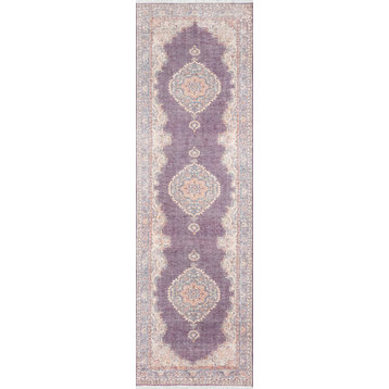 Momeni Helena Polyester and Cotton Plum Area Rug 2'6"x10' Runner