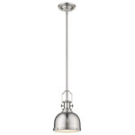 Z-Lite - Melange 1 Light Mini Pendant in Brushed Nickel with Brushed Nickel Shade - Full of elongated lines and bright hues this hanging ceiling light is eye-catching and reflective. The brushed nickel finish radiates while adding a modern feel to any kitchen or dining room.&nbsp