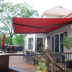 Extended Red Awning. - Awnings
