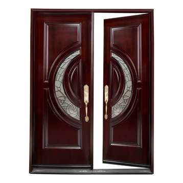30"x80"x2" Right Hand Swing-In Exterior Front Entry Double Wood Door