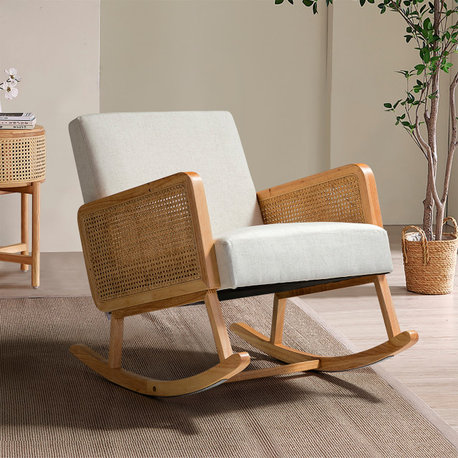 Living Room Upholstery Rocking Chair, Linen