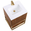 Terra 24" Bathroom Vanity, Walnut-Satin Brass With White Granite, 24"