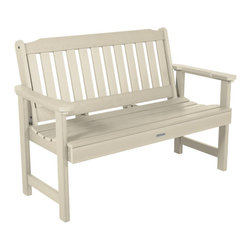 Highwood USA - Lehigh Garden Bench, Whitewash, 4' - Outdoor Benches