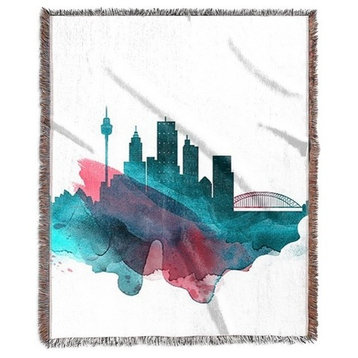 "Sydney Watercolor Cityscape" Woven Blanket 60"x80"